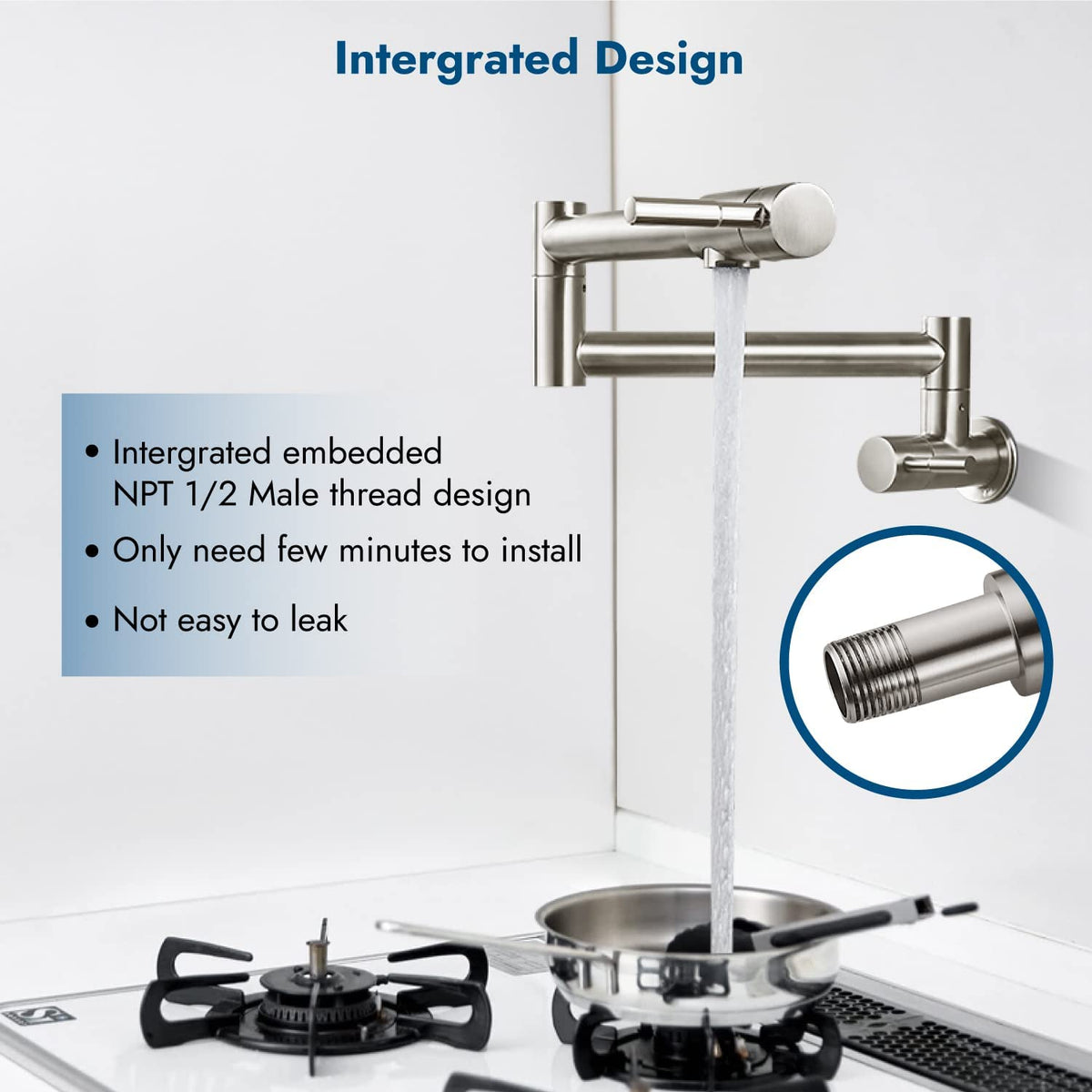 Cinwiny Pot Filler Wall Mounted Folding Stretchable Kitchen