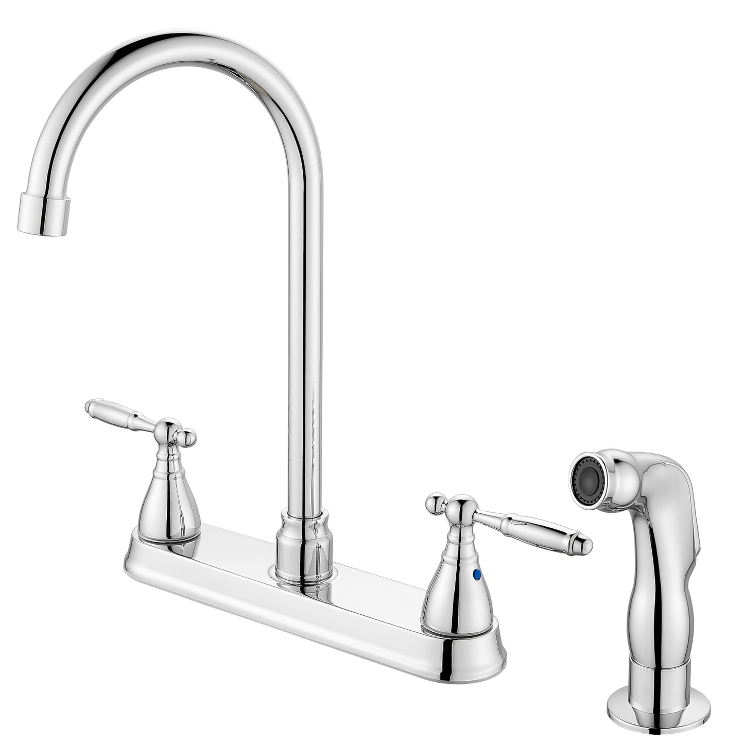 
                  
                    Cinwiny Kitchen Sink Faucet with Pull-Out Side Sprayer, High-Arc SUS304 360° Rotating Spout 2-Handle 8 Inch Centerset Kitchen Faucet with Supply Lines
                  
                