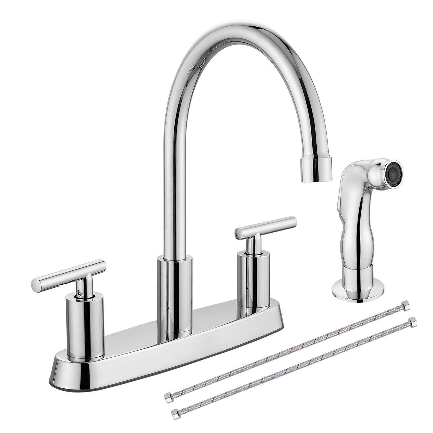 
                  
                    Cinwiny Kitchen Faucets with Side Sprayer, High Arc 360° Rotating Spout Kitchen Sink Faucet  2-Handle 8 Inch Centerset Kitchen Faucet with Supply Lines
                  
                