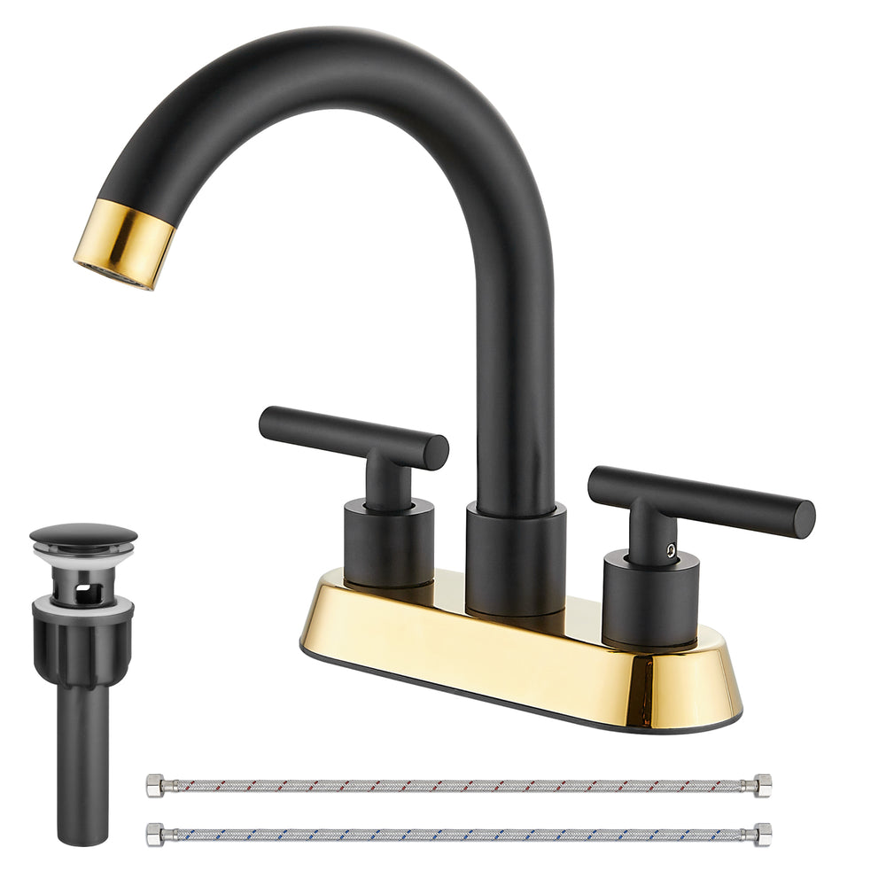 
                  
                    Cinwiny Bathroom SUS304 4 Inch Centerset Sink Faucet  Double Handles Swivel Spout Deck Mount Mixer Tap with Pop-up Drain Lavatory Bathroom Vanity Faucets
                  
                