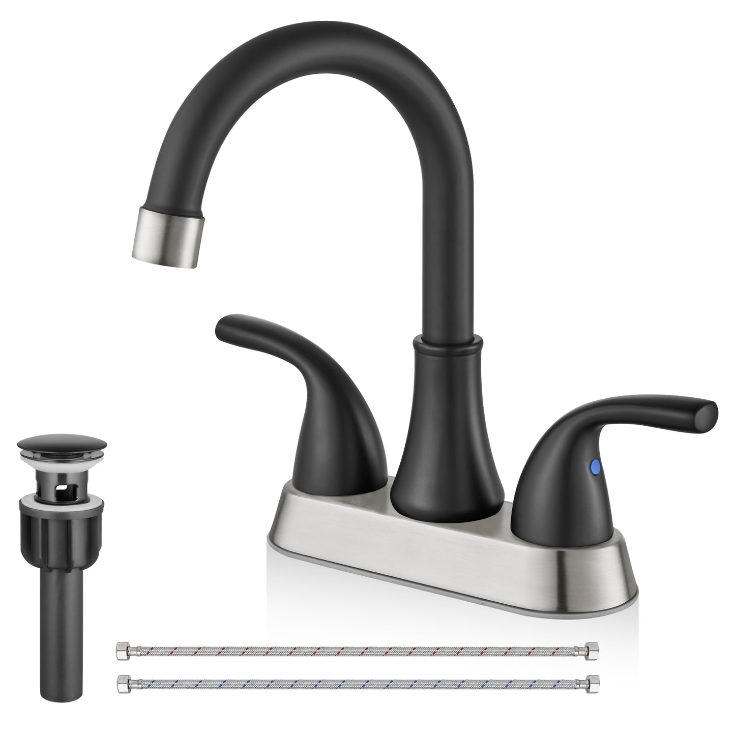 
                  
                    Cinwiny 4 Inch Centerset Bathroom Sink Faucet Two Handle Vanity Faucet with Swivel Spout Deck Mount Mixer Tap with Pop up Drain Water Supply Lines
                  
                