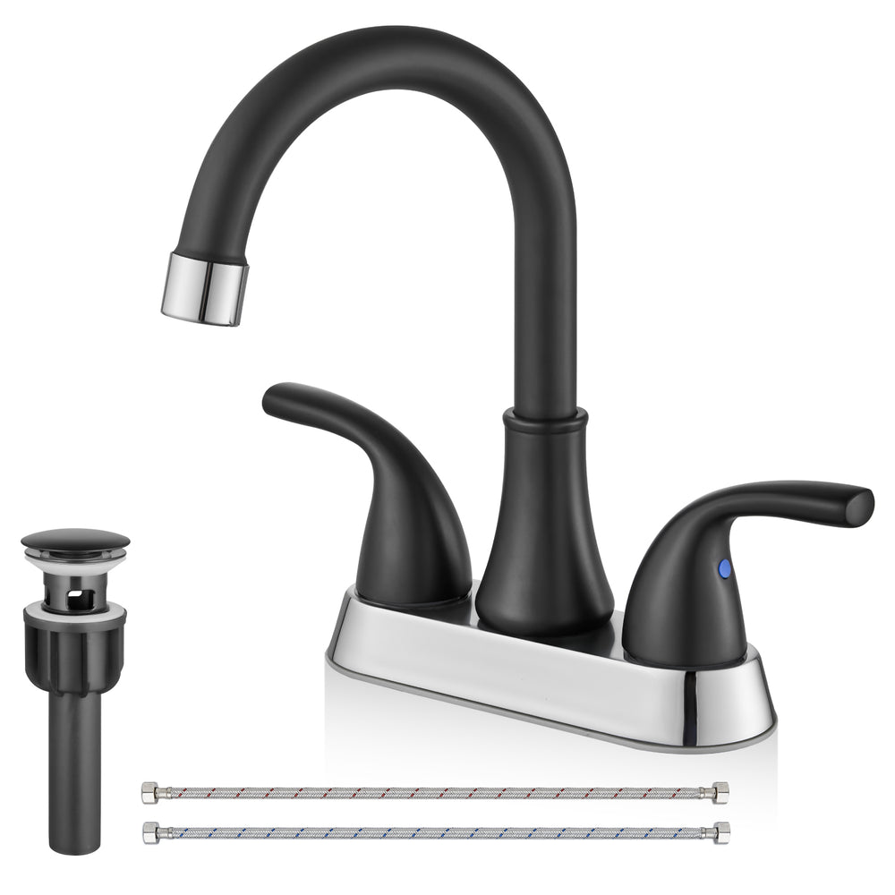 
                  
                    Cinwiny 4 Inch Centerset Bathroom Sink Faucet Two Handle Vanity Faucet with Swivel Spout Deck Mount Mixer Tap with Pop up Drain Water Supply Lines
                  
                