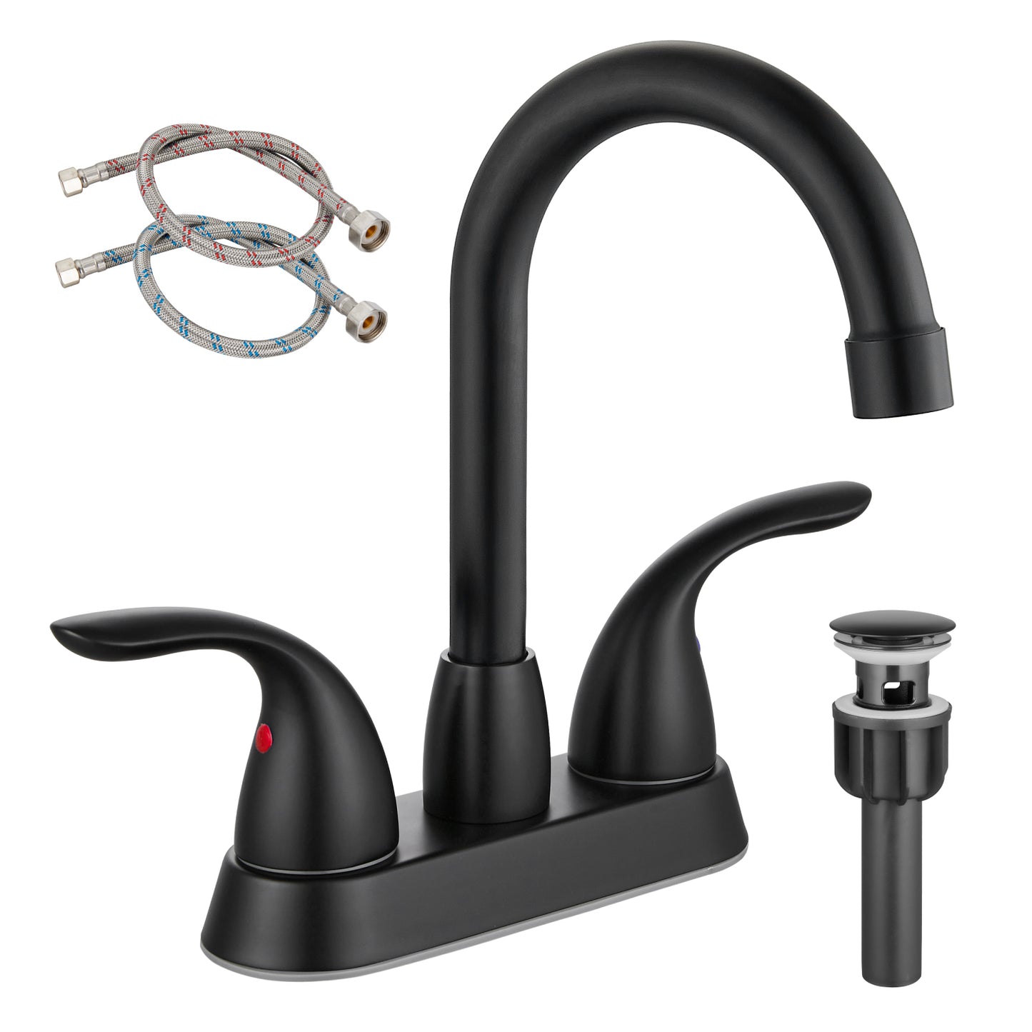 
                  
                    Cinwiny 4 Inch Centerset Bathroom Faucet Deck Mount Two Handles Vanity Vessel Sink Mixer Tap Lavatory Basin 360° Swivel Spout with Water Supply Hoses and Pop Up Drain
                  
                