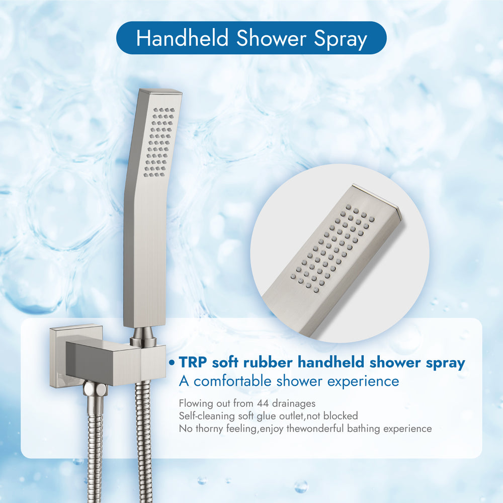 
                  
                    Cinwiny Shower System with Tub Spout Wall Mount Tub Shower Faucet Set Complete 10 Inch Shower Head with Handheld Spray 3 Function Rough-In Valve Included
                  
                