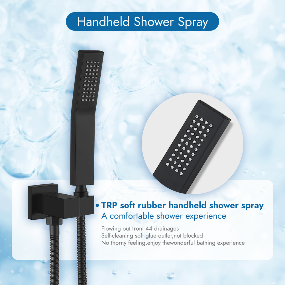 
                  
                    Cinwiny Shower System with Tub Spout Wall Mount Tub Shower Faucet Set Complete 12 Inch Shower Head with Handheld Spray 3 Function Rough-In Valve Included
                  
                