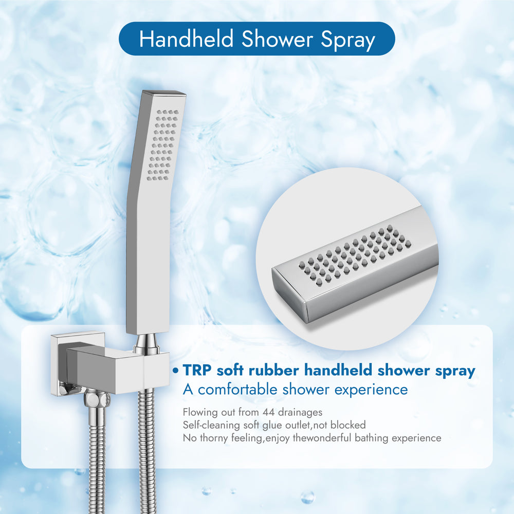 
                  
                    Cinwiny Shower System with Tub Spout Wall Mount Tub Shower Faucet Set Complete 8 Inch Shower Head with Handheld Spray 3 Function Rough-In Valve Included
                  
                