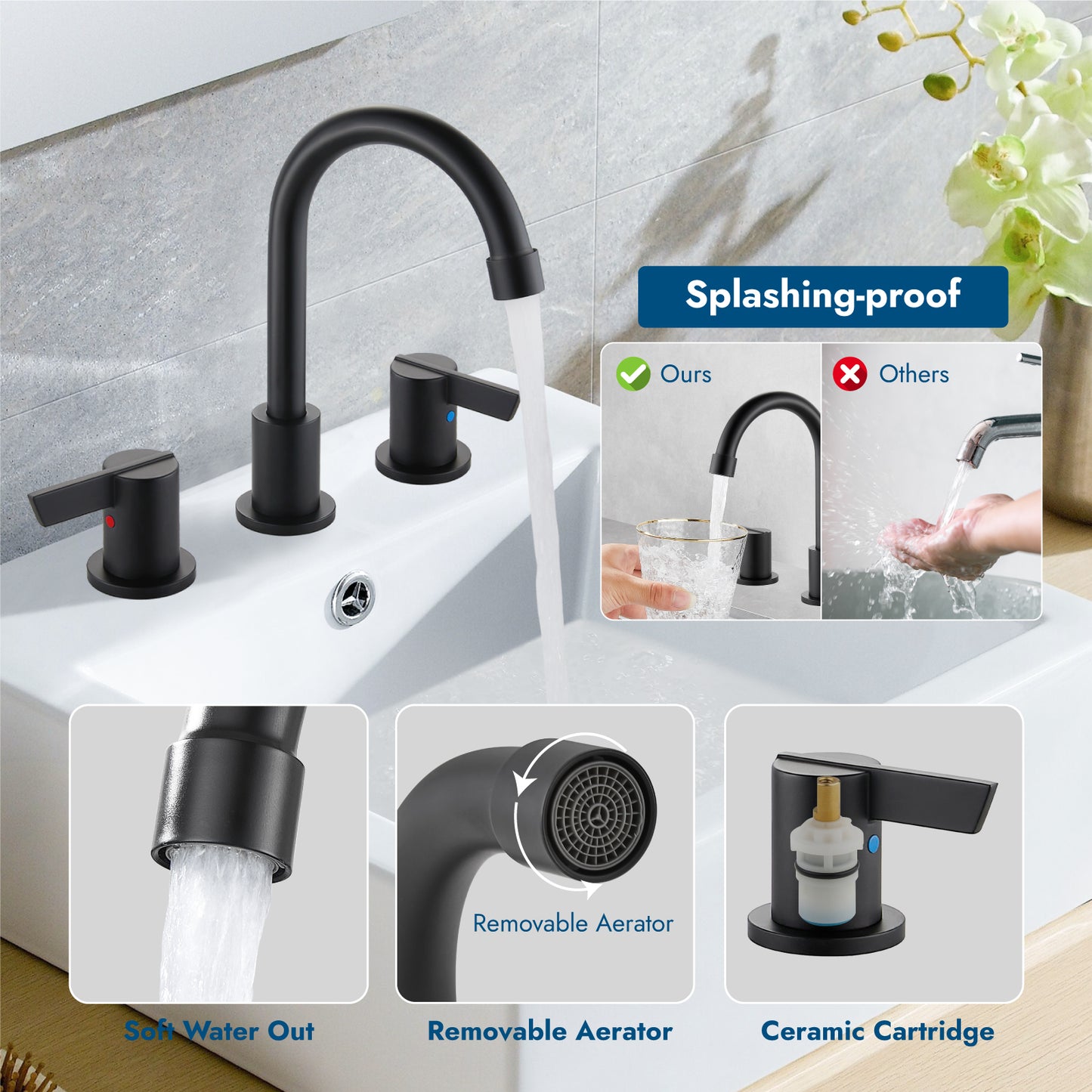 
                  
                    Cinwiny Bathroom Faucets for Sink 3 Hole 8 Inch Widespread Bathroom Faucet Lavatory Vanity Faucet Deck Mounted 2 Handle Bathroom Sink Faucet with Pop-up Drain + One Hair Catcher Include
                  
                