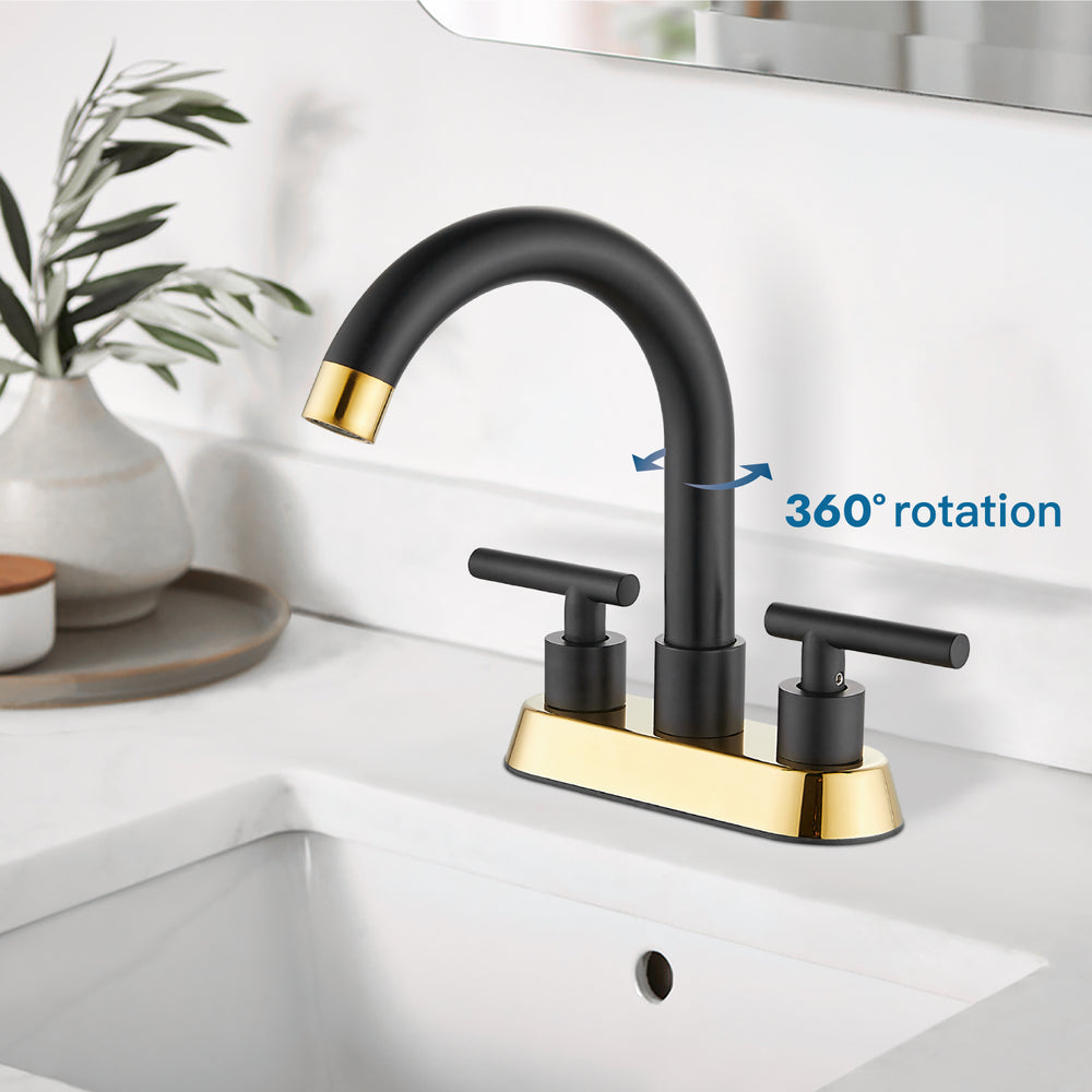 
                  
                    Cinwiny Bathroom SUS304 4 Inch Centerset Sink Faucet  Double Handles Swivel Spout Deck Mount Mixer Tap with Pop-up Drain Lavatory Bathroom Vanity Faucets
                  
                