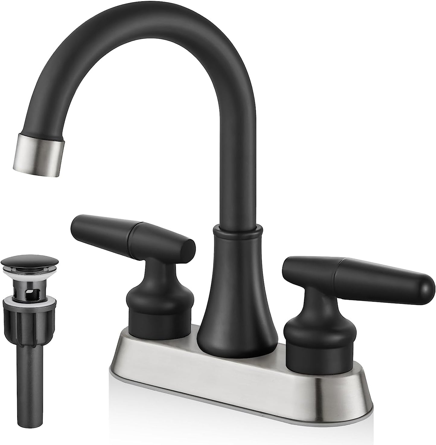 
                  
                    Cinwiny Centerset 4 Inch Bathroom Sink Faucet  Deck Mounted 2 Handles Lavatory Vanity Faucet Basin Mixer Tap with Pop up Drain and Water Supply Hoses
                  
                