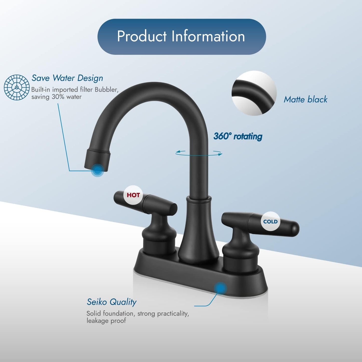 
                  
                    Cinwiny Centerset 4 Inch Bathroom Sink Faucet  Deck Mounted 2 Handles Lavatory Vanity Faucet Basin Mixer Tap with Pop up Drain and Water Supply Hoses
                  
                