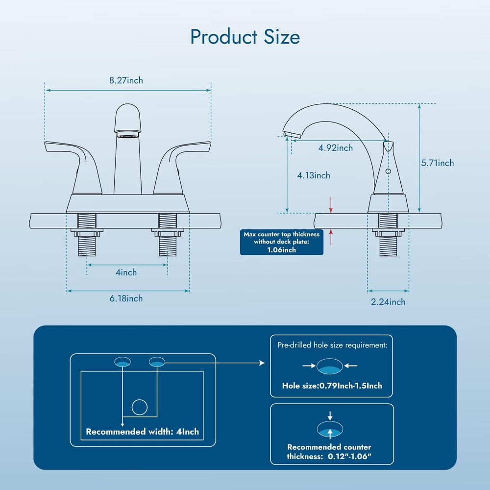
                  
                    Cinwiny 4 Inch Centerset Bathroom Faucet Deck Mounted Double Handles SUS304 Vanity Faucet Mixer Tap with Pop up Drain Stopper
                  
                