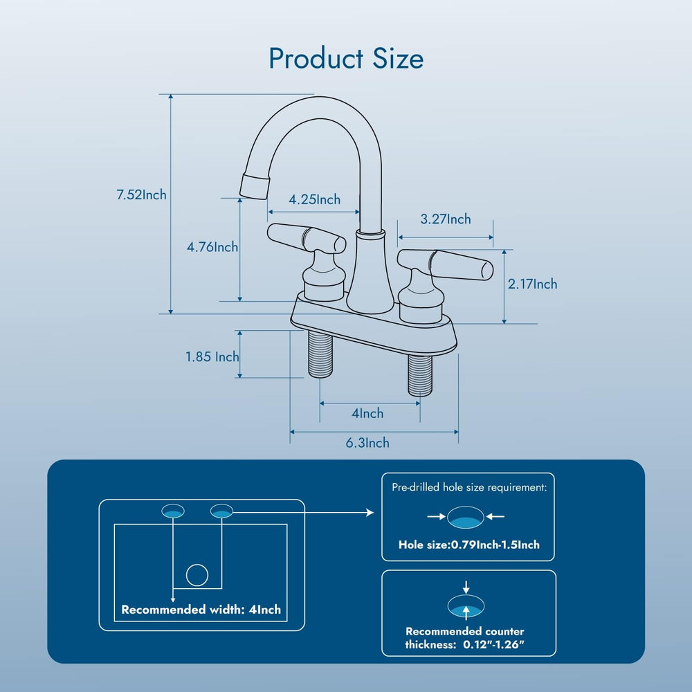 
                  
                    Cinwiny Centerset 4 Inch Bathroom Sink Faucet  Deck Mounted 2 Handles Lavatory Vanity Faucet Basin Mixer Tap with Pop up Drain and Water Supply Hoses
                  
                