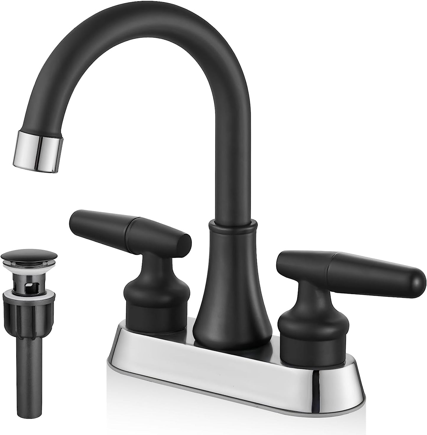 
                  
                    Cinwiny Centerset 4 Inch Bathroom Sink Faucet  Deck Mounted 2 Handles Lavatory Vanity Faucet Basin Mixer Tap with Pop up Drain and Water Supply Hoses
                  
                