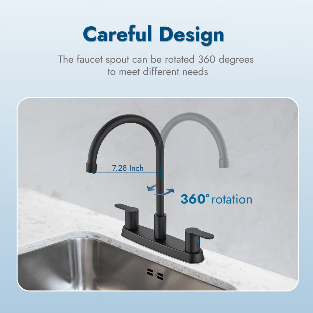 
                  
                    Cinwiny Kitchen Faucet,8 Inch Centerset Kitchen Faucets for Sink 3 Hole Dual Handle Kitchen Sink Faucets High Arc 360 Degree Rotating Spout with Supply Lines
                  
                