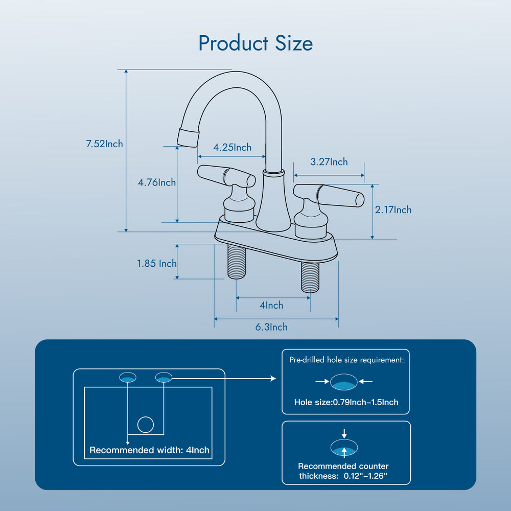 
                  
                    Cinwiny Centerset 4 Inch Bathroom Sink Faucet  Deck Mounted 2 Handles Lavatory Vanity Faucet Basin Mixer Tap with Pop up Drain and Water Supply Hoses
                  
                