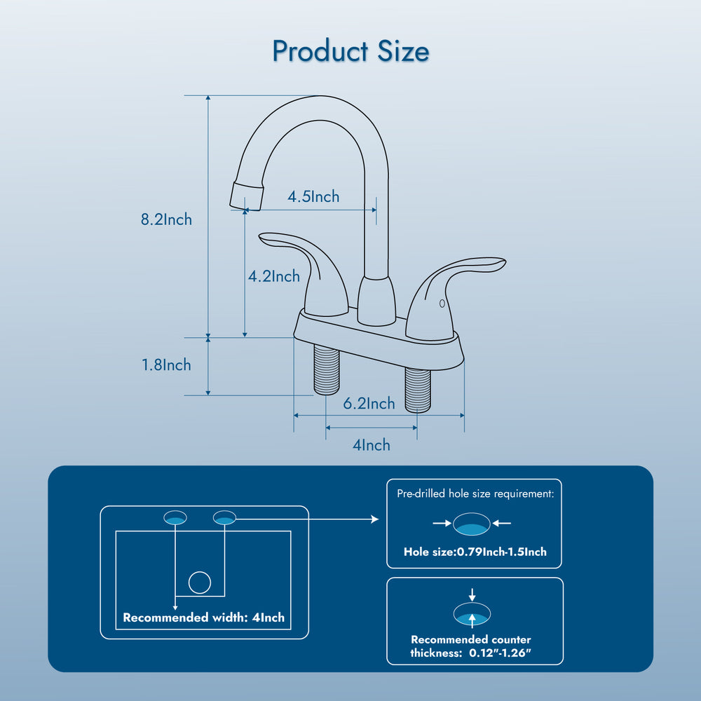 
                  
                    Cinwiny 4 Inch Centerset Bathroom Faucet Deck Mount Two Handles Vanity Vessel Sink Mixer Tap Lavatory Basin 360° Swivel Spout with Water Supply Hoses and Pop Up Drain
                  
                