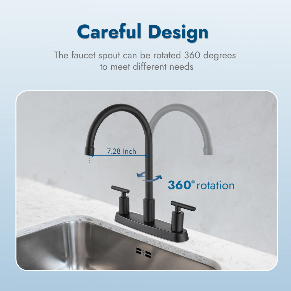 
                  
                    Cinwiny Kitchen Faucets for Sink 3 Hole，High Arc 360° Rotating Spout Kitchen Sink Faucet 2-Handle 8 Inch Centerset Kitchen Faucet with Supply Lines
                  
                