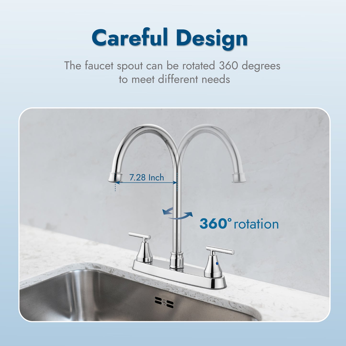 
                  
                    Cinwiny Kitchen Faucet, Dual Handle Kitchen Sink Faucets for Sink 3 Hole High Arc 360° Rotating Spout 8 Inch Centerset Kitchen Sink Faucet with Supply Lines
                  
                