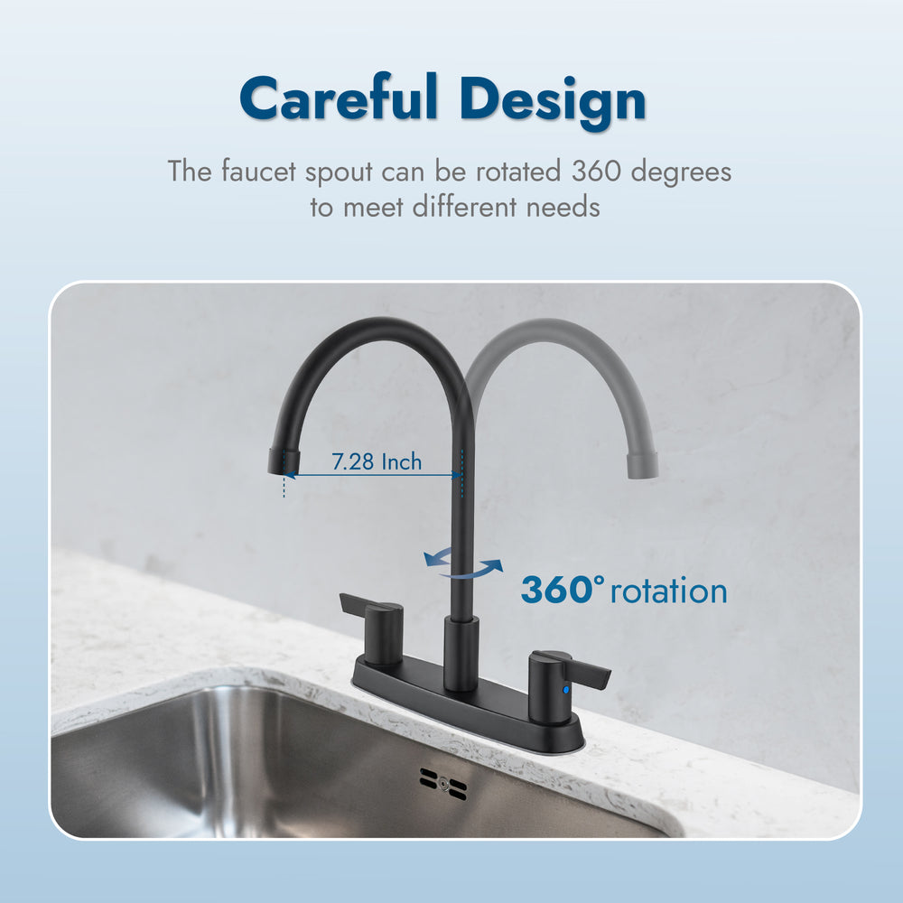 
                  
                    Cinwiny Kitchen Faucet,Double Handle Kitchen Sink Faucet for Sink 3 Hole 8 Inch Centerset Kitchen Faucets High-Arc 360 Degree Swivel Spout Kitchen Faucet with Supply Lines
                  
                