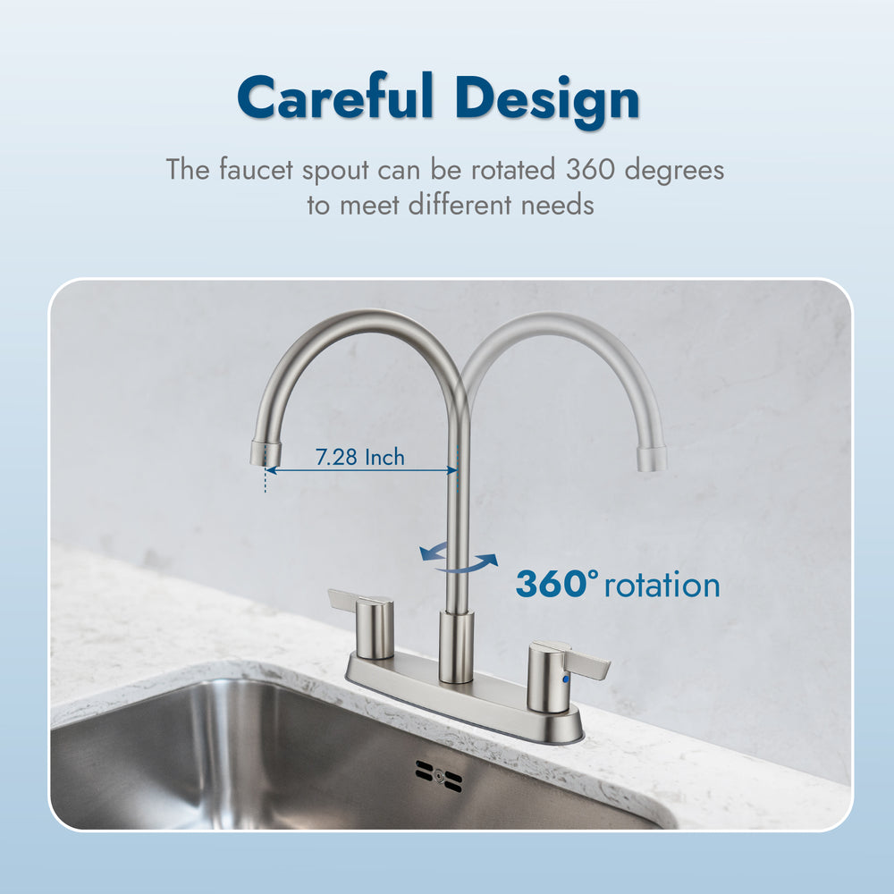 
                  
                    Cinwiny Kitchen Faucet,Double Handle Kitchen Sink Faucet for Sink 3 Hole 8 Inch Centerset Kitchen Faucets High-Arc 360 Degree Swivel Spout Kitchen Faucet with Supply Lines
                  
                