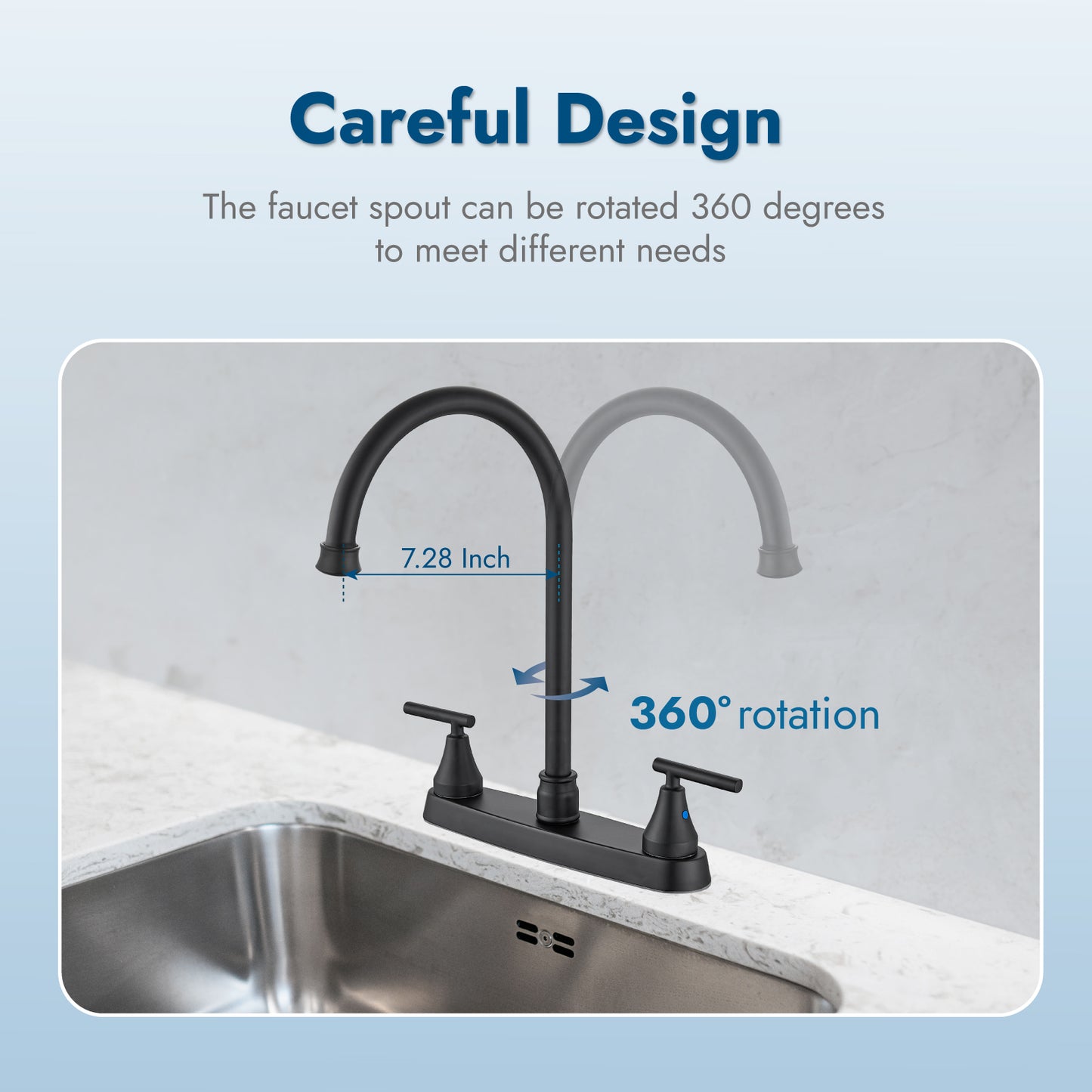 
                  
                    Cinwiny Kitchen Faucet, Dual Handle Kitchen Sink Faucets for Sink 3 Hole High Arc 360° Rotating Spout 8 Inch Centerset Kitchen Sink Faucet with Supply Lines
                  
                