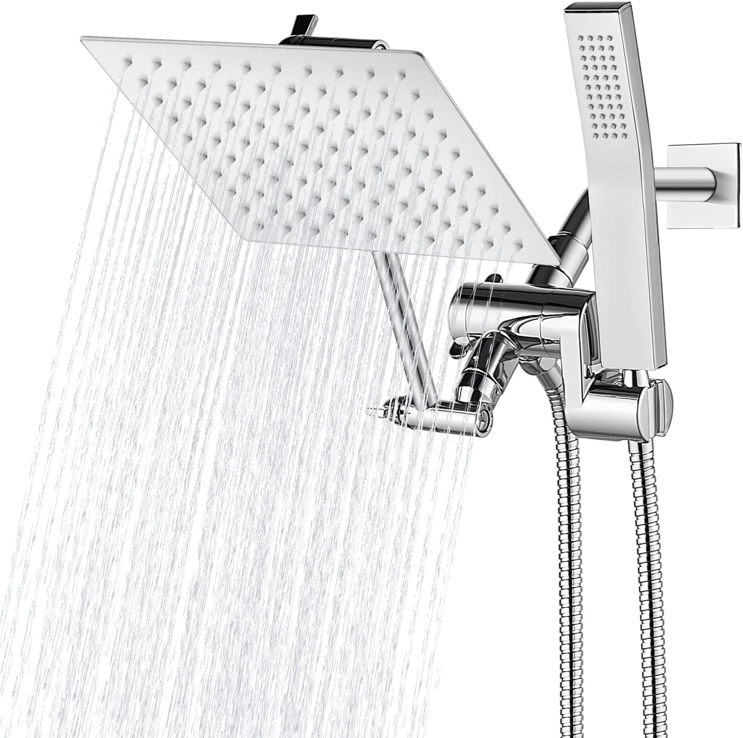 
                  
                    Cinwiny Dual Square Shower Head Combo All Metal High Pressure 8 inch Rain Shower Head with Handheld with 71" Extra Long Flexible Hose,Smooth 3-Way Diverter,Adjustable Extension Arm
                  
                