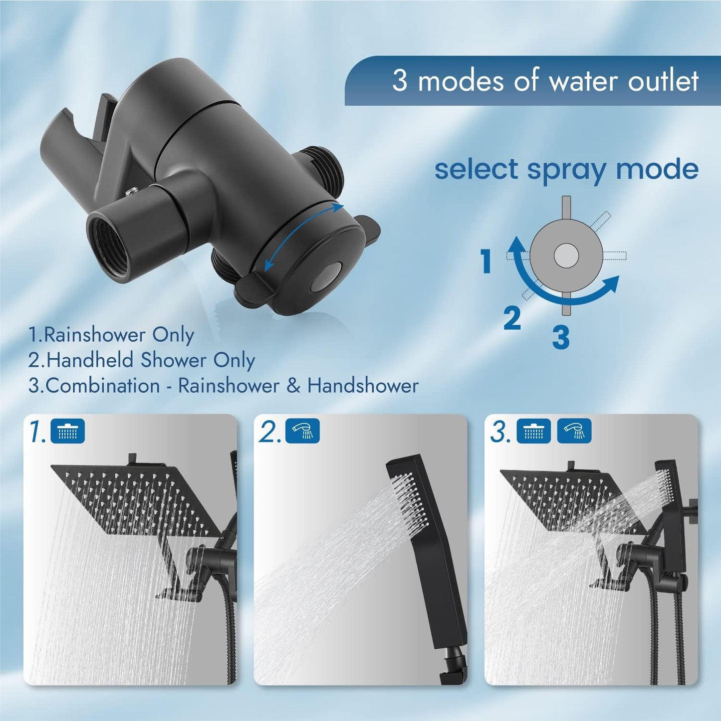 
                  
                    Cinwiny Dual Square Shower Head Combo All Metal High Pressure 8 inch Rain Shower Head with Handheld with 71" Extra Long Flexible Hose,Smooth 3-Way Diverter,Adjustable Extension Arm
                  
                