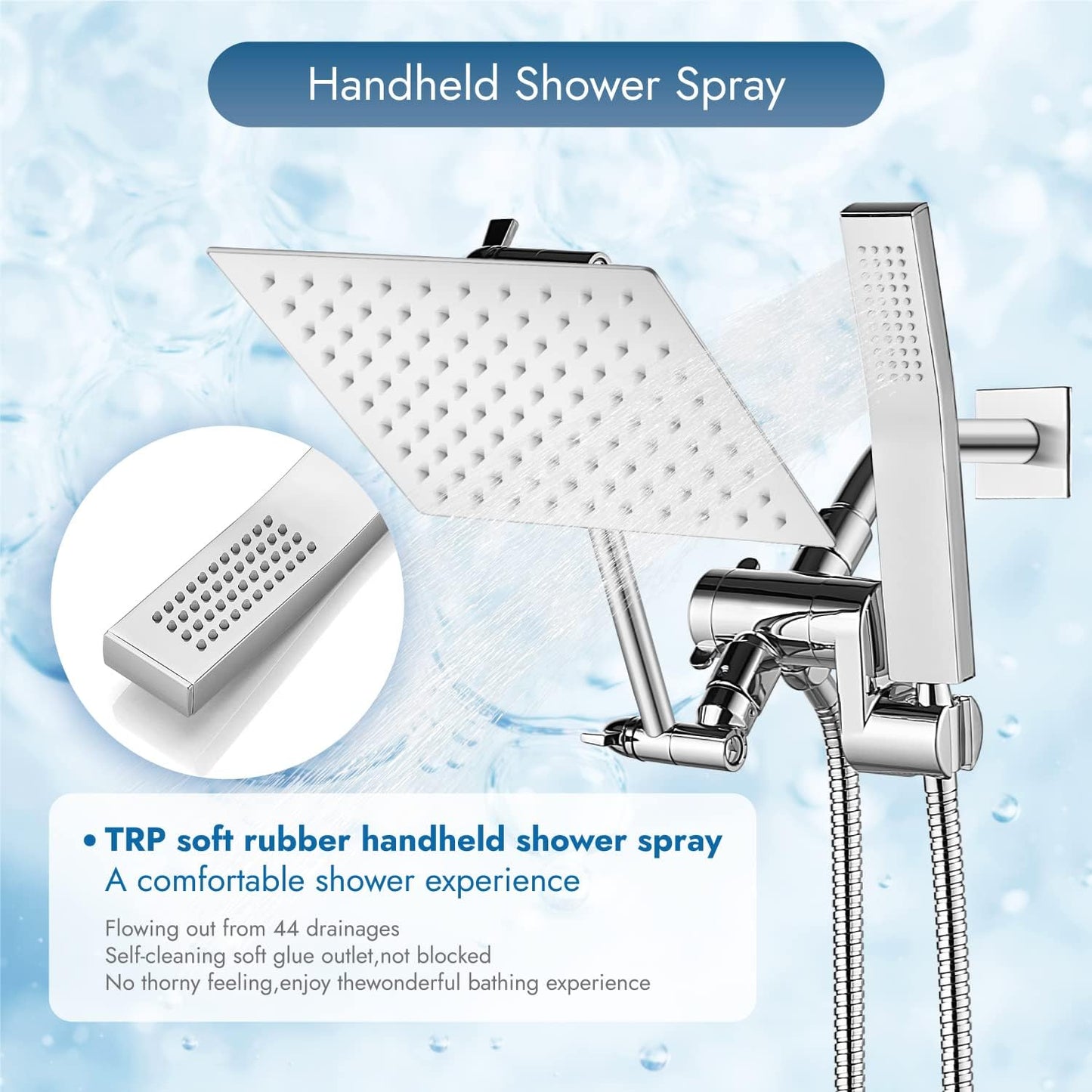 
                  
                    Cinwiny Dual Square Shower Head Combo All Metal High Pressure 8 inch Rain Shower Head with Handheld with 71" Extra Long Flexible Hose,Smooth 3-Way Diverter,Adjustable Extension Arm
                  
                