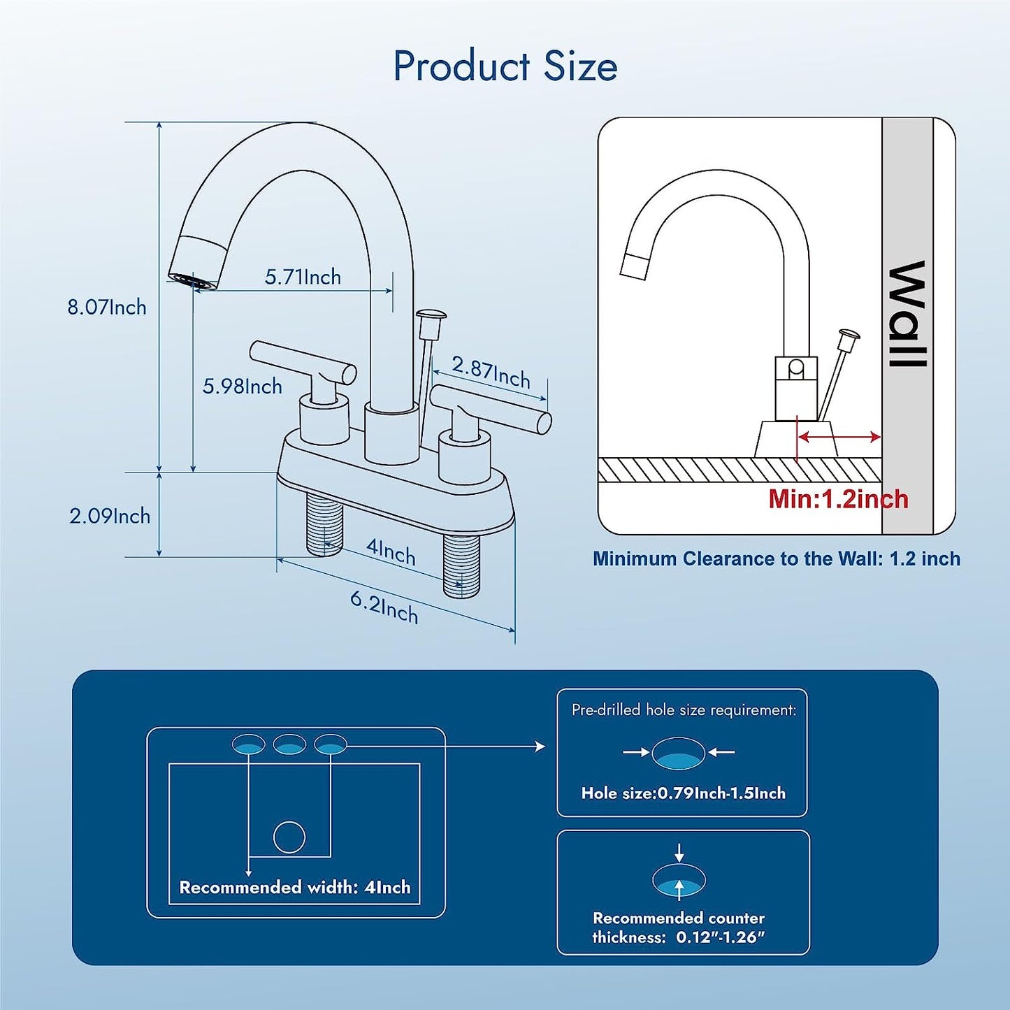 
                  
                    Cinwiny 4 Inch Centerset Bathroom Faucets with Lift Rod Drain Stopper Bathroom Sink Faucet 3 Holes Dual Handle Vanity Faucet 360° Swivel Spout Lavatory RV Faucet Mixer Tap
                  
                