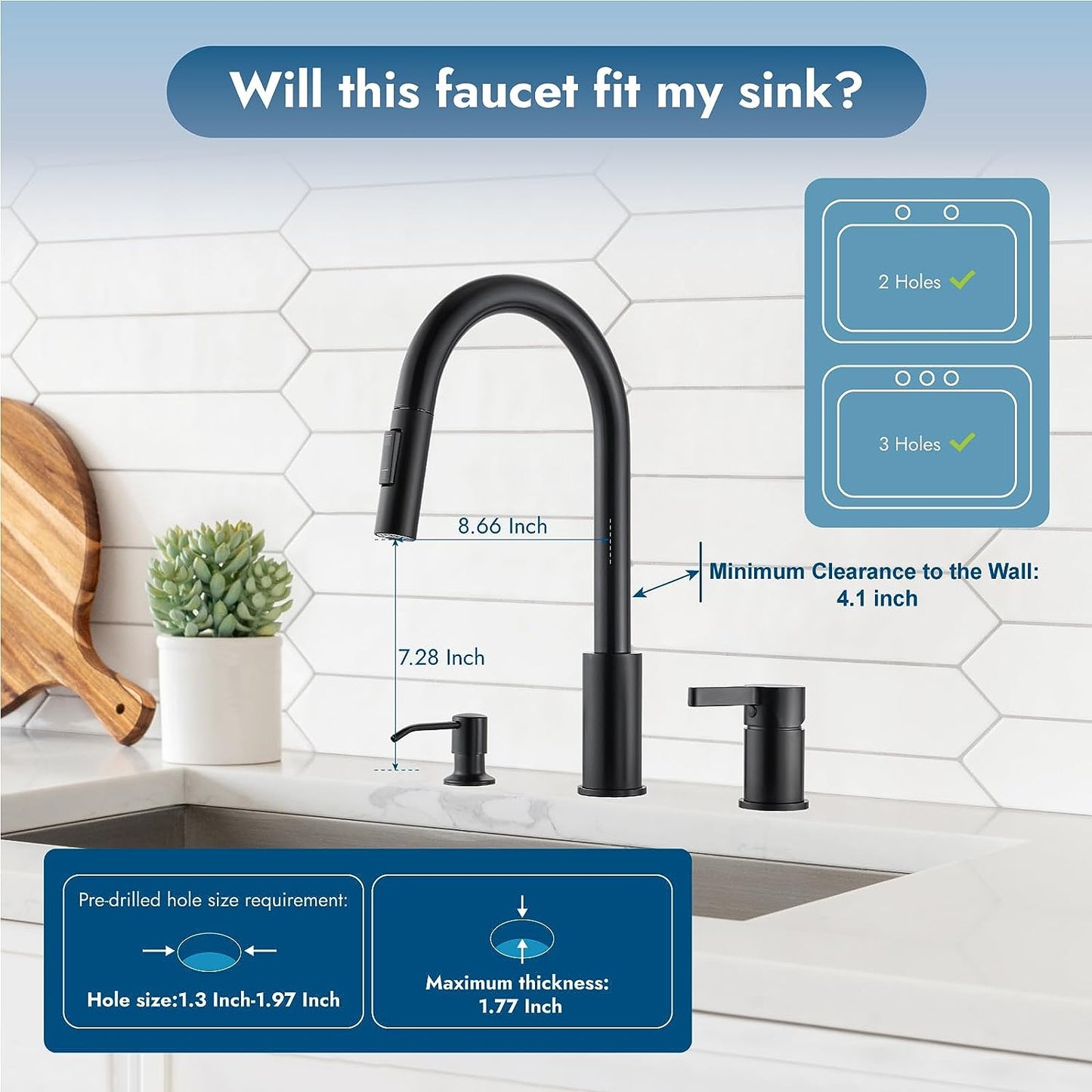 
                  
                    Cinwiny 3 Hole Kitchen Faucet Single Handle Kitchen Faucet with Pull Down Sprayer Deck Mounted Single Handle 2 Hole Widespread Kitchen Sink Faucet with Soap Dispenser
                  
                