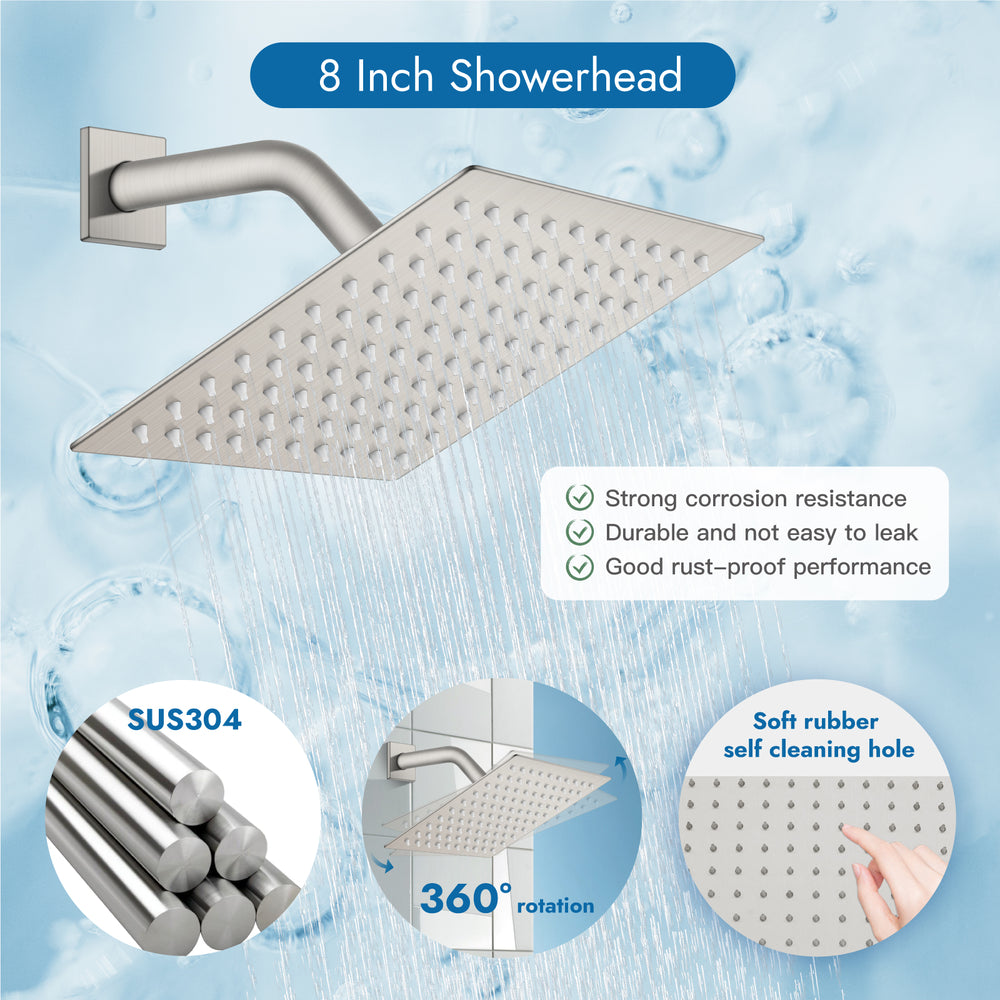 
                  
                    Cinwiny Shower Faucet Set,8 Inch Rainfall Shower Head,Wall Mounted Shower System with Tub Spout,1 Handle Tub and Shower Faucets Sets Complete 2 Function with Waterfall Tub Filler
                  
                