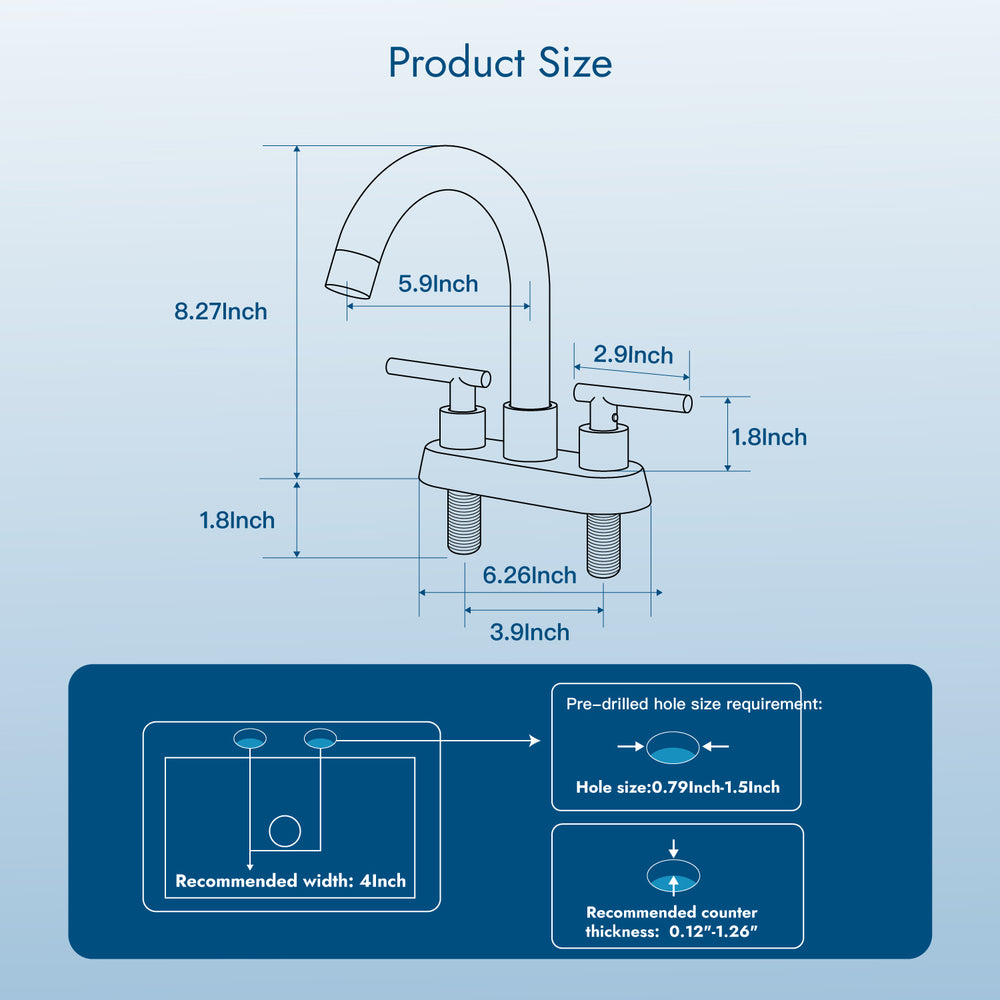 
                  
                    Cinwiny Bathroom SUS304 4 Inch Centerset Sink Faucet  Double Handles Swivel Spout Deck Mount Mixer Tap with Pop-up Drain Lavatory Bathroom Vanity Faucets
                  
                