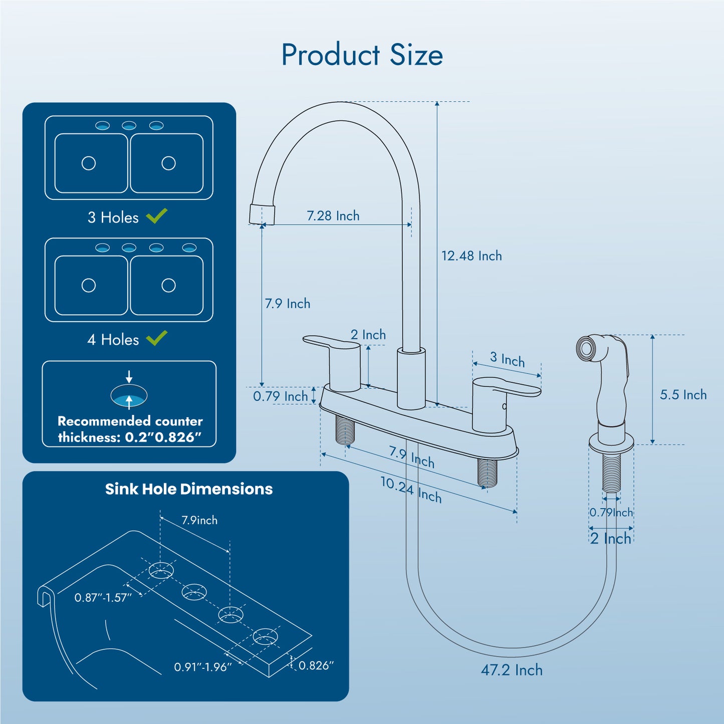 
                  
                    Cinwiny Kitchen Faucet,8 Inch Centerset Kitchen Faucet with Side Sprayer Dual Handle Kitchen Sink Faucets High Arc 360 Degree Rotating Spout with Supply Lines
                  
                