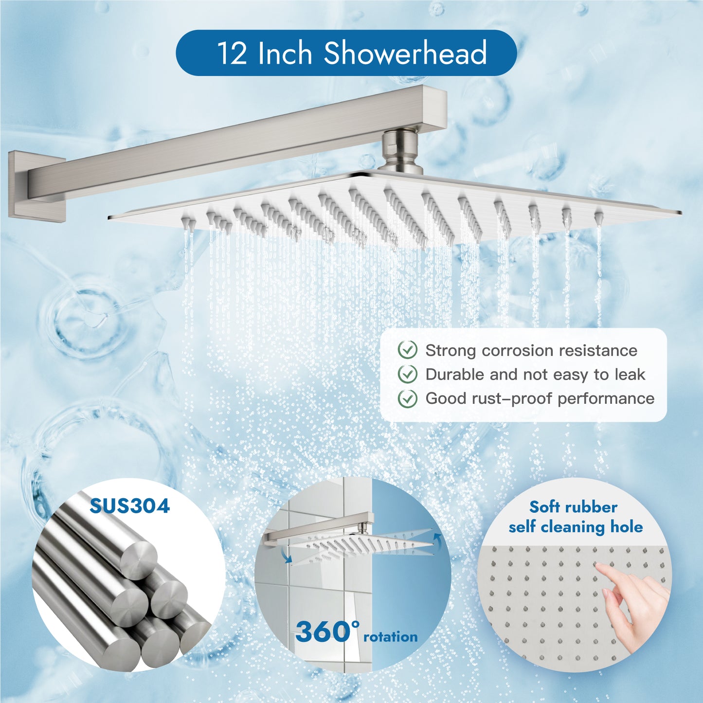 
                  
                    Cinwiny Shower System with Tub Spout Wall Mount Tub Shower Faucet Set Complete 12 Inch Shower Head with Handheld Spray 3 Function Rough-In Valve Included
                  
                