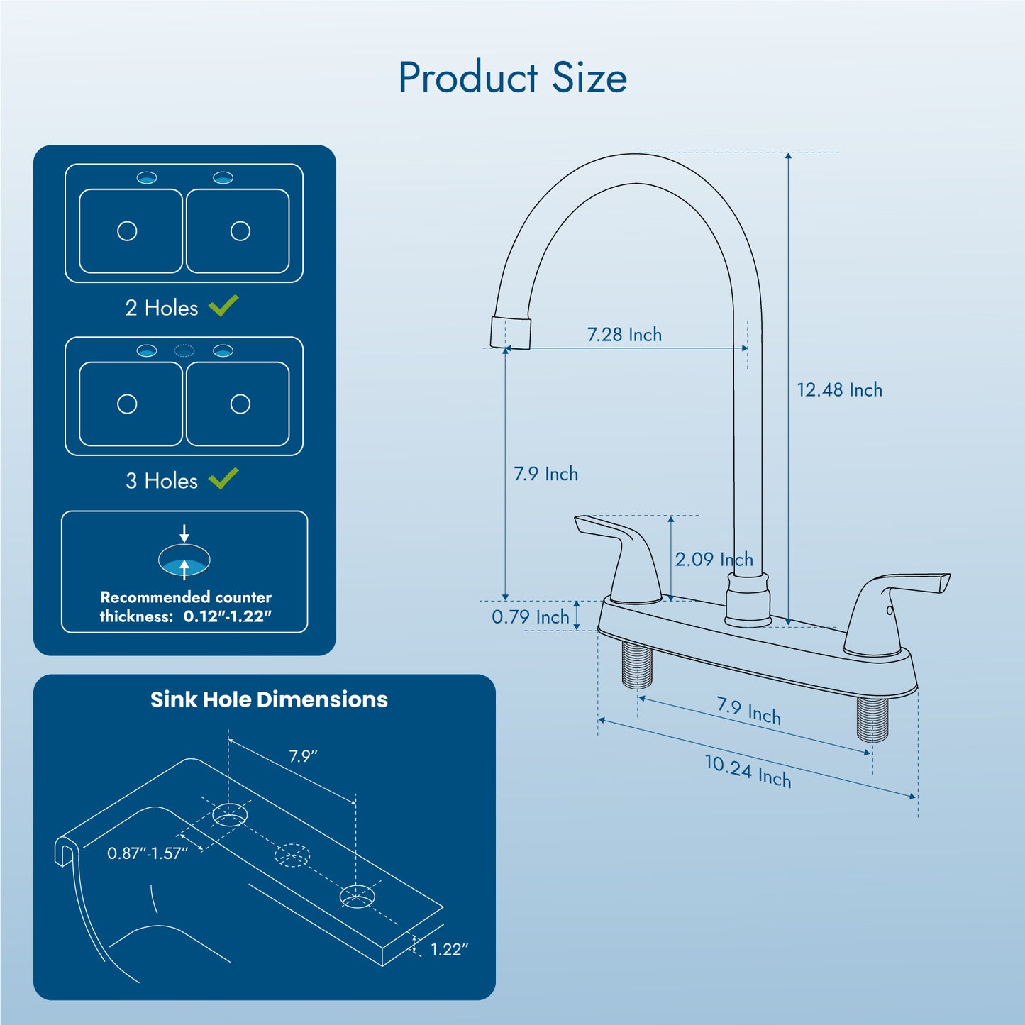 
                  
                    Cinwiny Kitchen Faucet, 8 Inch Centerset Kitchen Faucets for Sink 3 Hole 2 Handle Kitchen Sink Faucets High-Arc 360 Degree Swivel Spout Kitchen Sink Faucet with Supply Lines
                  
                