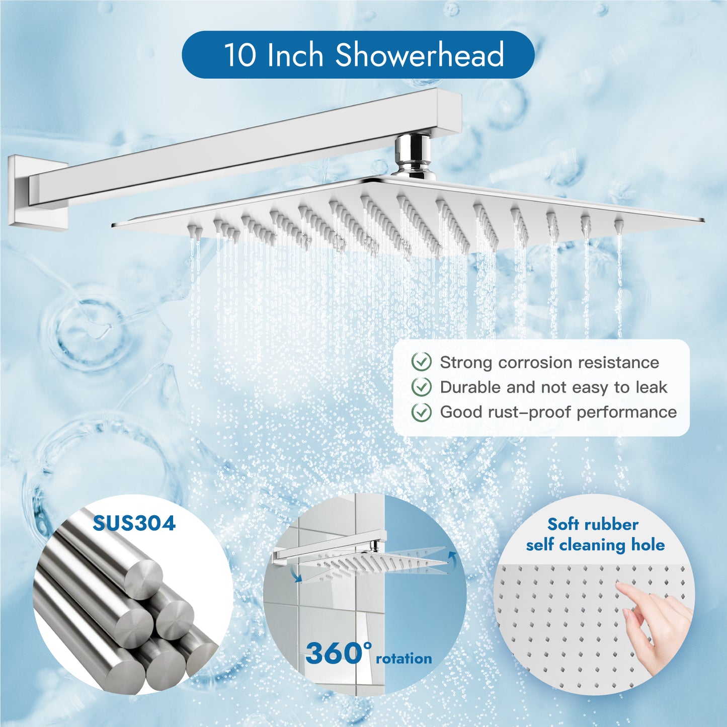 
                  
                    Cinwiny Shower Tub Faucet Set with Valve Shower Fixtures Wall Mounted 10 Inch Shower System Single Handle Shower Faucets Sets Complete 2 Function Waterfall Tub and Shower Trim Kit
                  
                