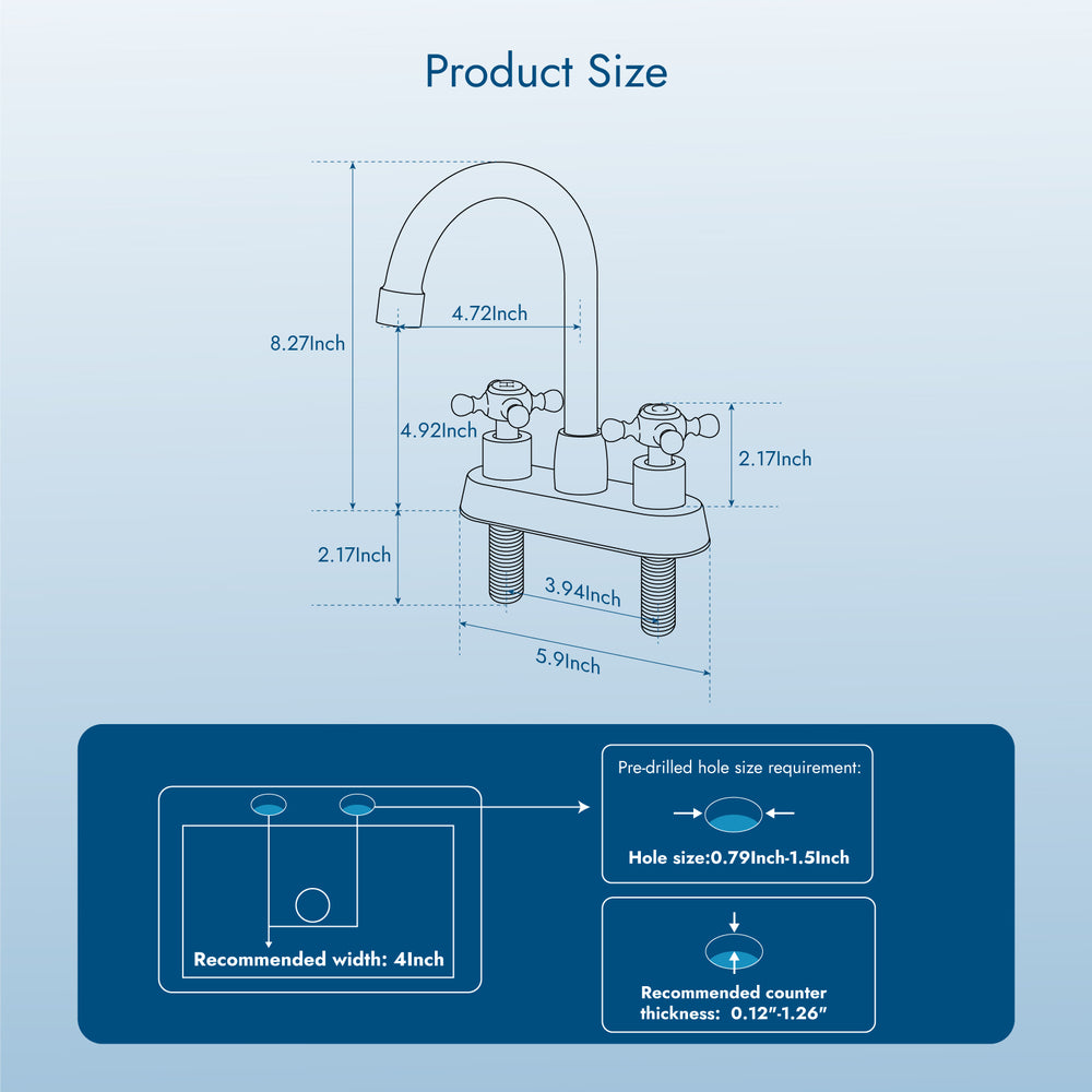 
                  
                    Cinwiny 4 inch Centerset Bathroom Sink Faucet Double Cross Handle with Pop-Up Drain,Deck Mount Modern Bathroom Vanity Lavatory Faucet with 360 Degree Rotation Spout Water Supply Hoses
                  
                