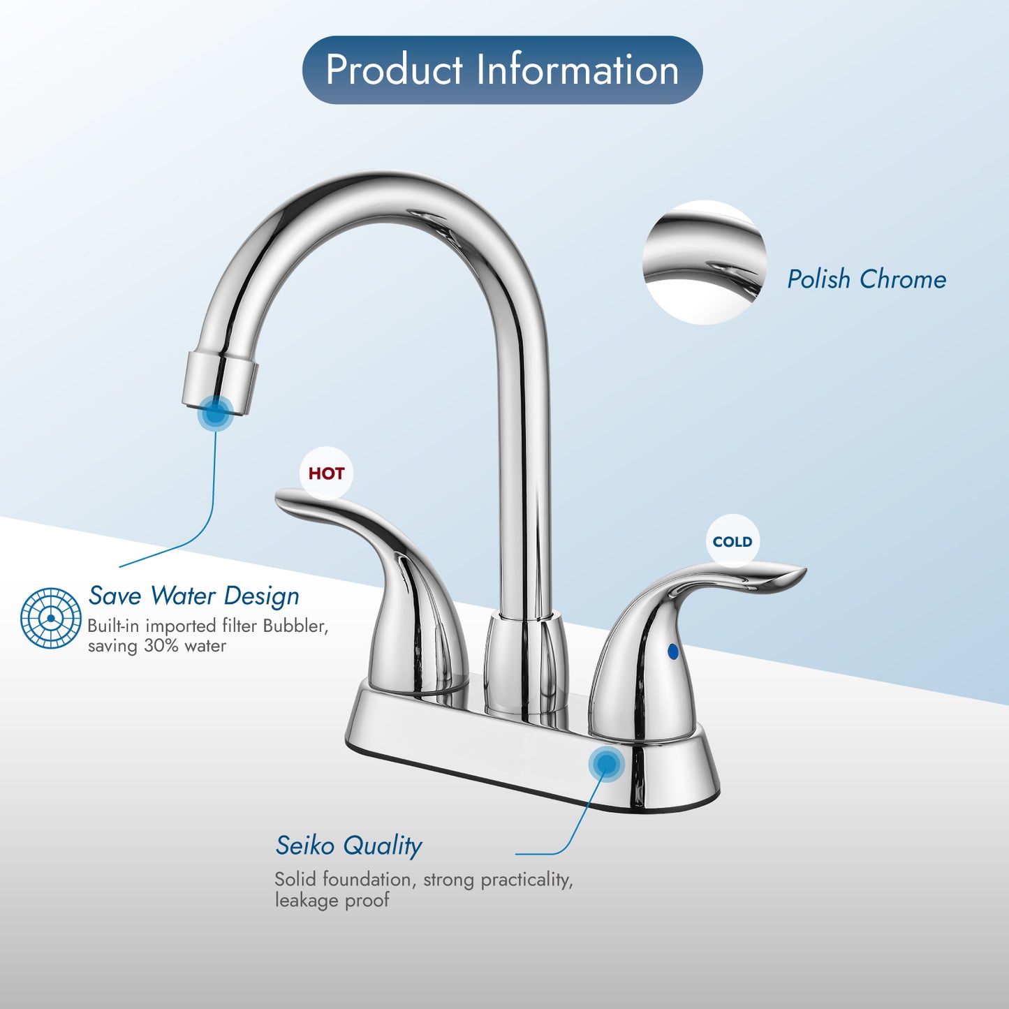 
                  
                    Cinwiny 4 Inch Centerset Bathroom Faucet Deck Mount Two Handles Vanity Vessel Sink Mixer Tap Lavatory Basin 360° Swivel Spout with Water Supply Hoses and Pop Up Drain
                  
                