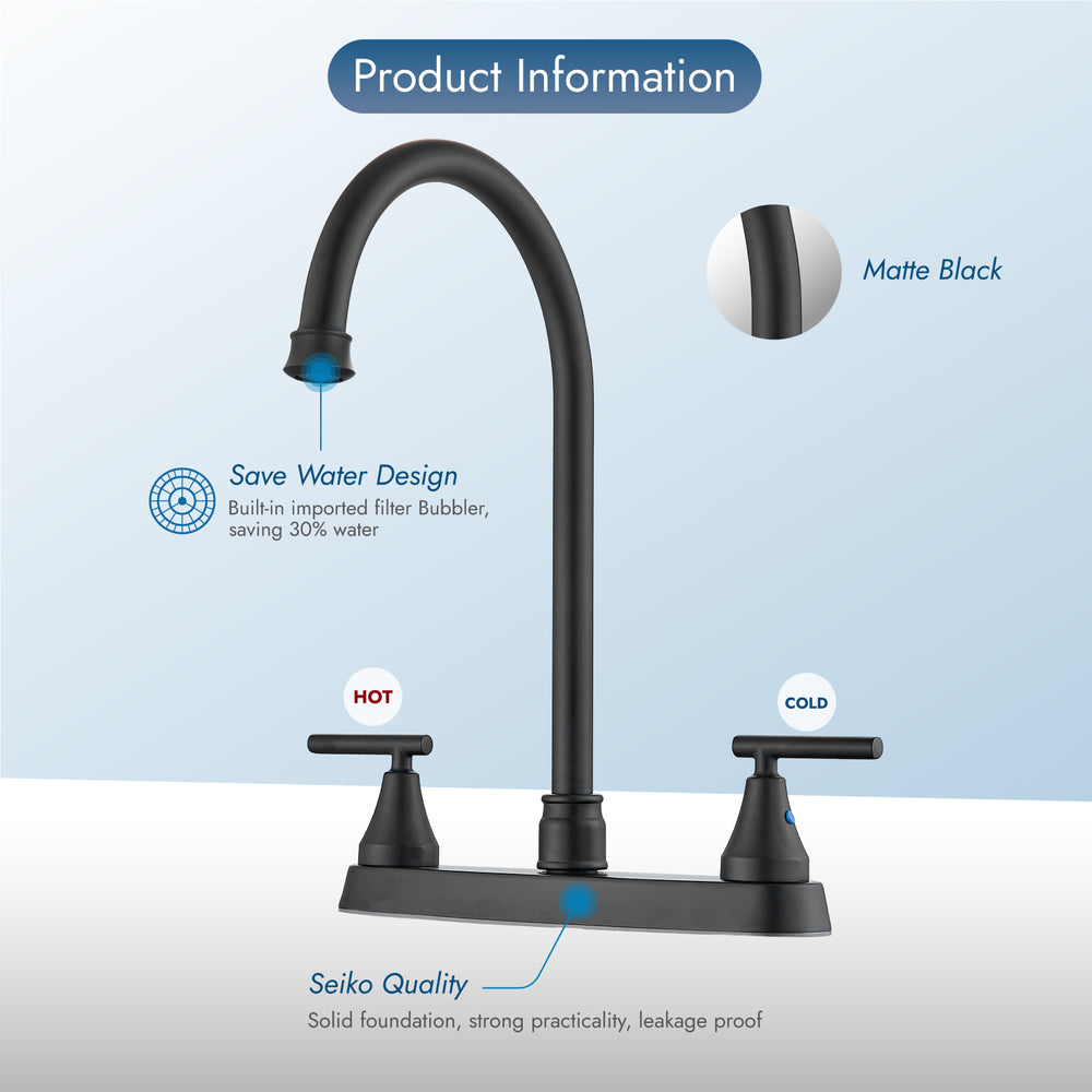 
                  
                    Cinwiny Kitchen Faucet, Dual Handle Kitchen Sink Faucets for Sink 3 Hole High Arc 360° Rotating Spout 8 Inch Centerset Kitchen Sink Faucet with Supply Lines
                  
                