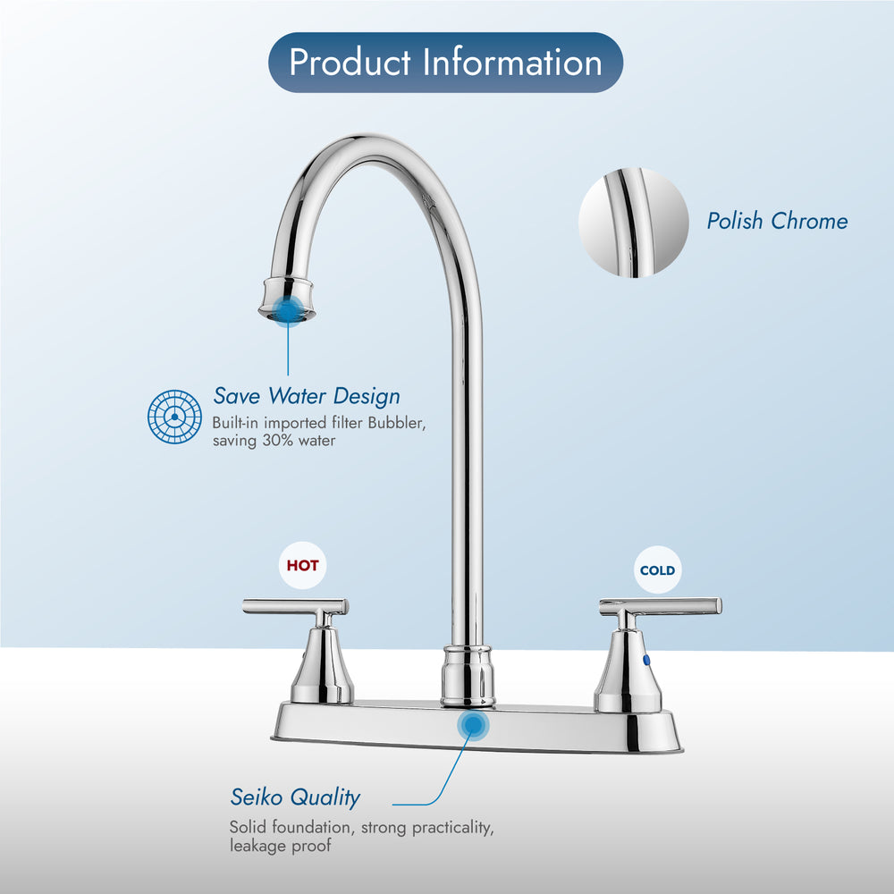 
                  
                    Cinwiny Kitchen Faucet, Dual Handle Kitchen Sink Faucets for Sink 3 Hole High Arc 360° Rotating Spout 8 Inch Centerset Kitchen Sink Faucet with Supply Lines
                  
                