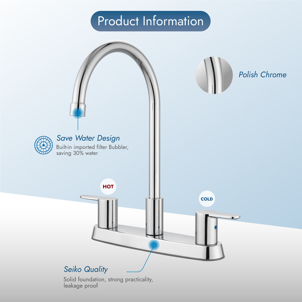 
                  
                    Cinwiny Kitchen Faucet,8 Inch Centerset Kitchen Faucets for Sink 3 Hole Dual Handle Kitchen Sink Faucets High Arc 360 Degree Rotating Spout with Supply Lines
                  
                