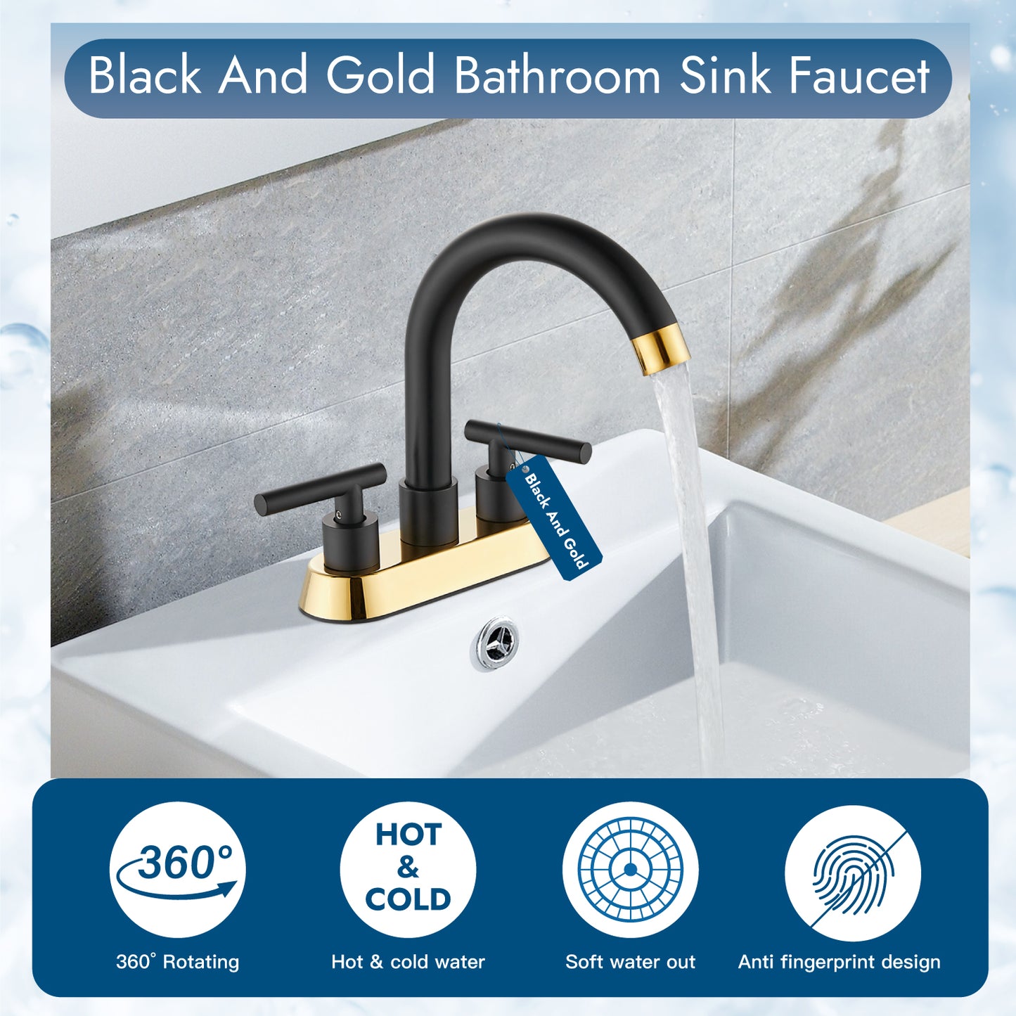 
                  
                    Cinwiny Bathroom SUS304 4 Inch Centerset Sink Faucet  Double Handles Swivel Spout Deck Mount Mixer Tap with Pop-up Drain Lavatory Bathroom Vanity Faucets
                  
                