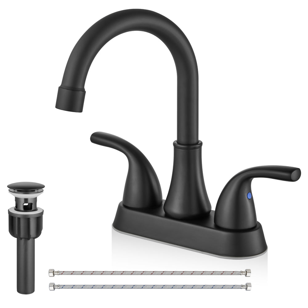 
                  
                    Cinwiny 4 Inch Centerset Bathroom Sink Faucet Two Handle Vanity Faucet with Swivel Spout Deck Mount Mixer Tap with Pop up Drain Water Supply Lines
                  
                