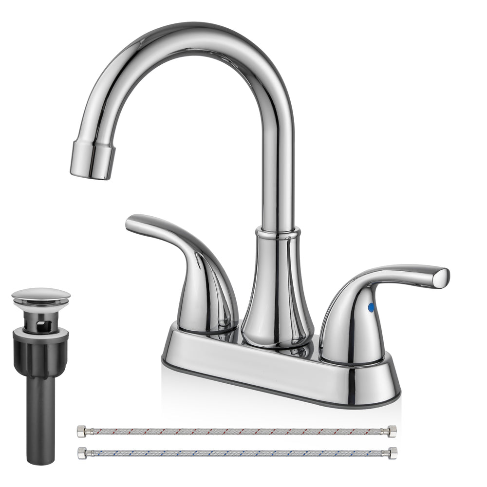 
                  
                    Cinwiny 4 Inch Centerset Bathroom Sink Faucet Two Handle Vanity Faucet with Swivel Spout Deck Mount Mixer Tap with Pop up Drain Water Supply Lines
                  
                