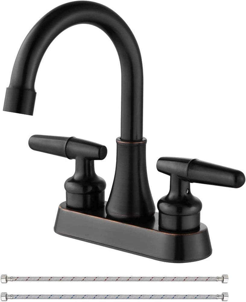 
                  
                    Cinwiny 4” Lavatory Sink Faucet Centerset Bathroom Mixer Tap Deck Mounted 2 Hole Two Handle 360 Degree Swivel Spout Vanity Basin Vessel Faucet
                  
                