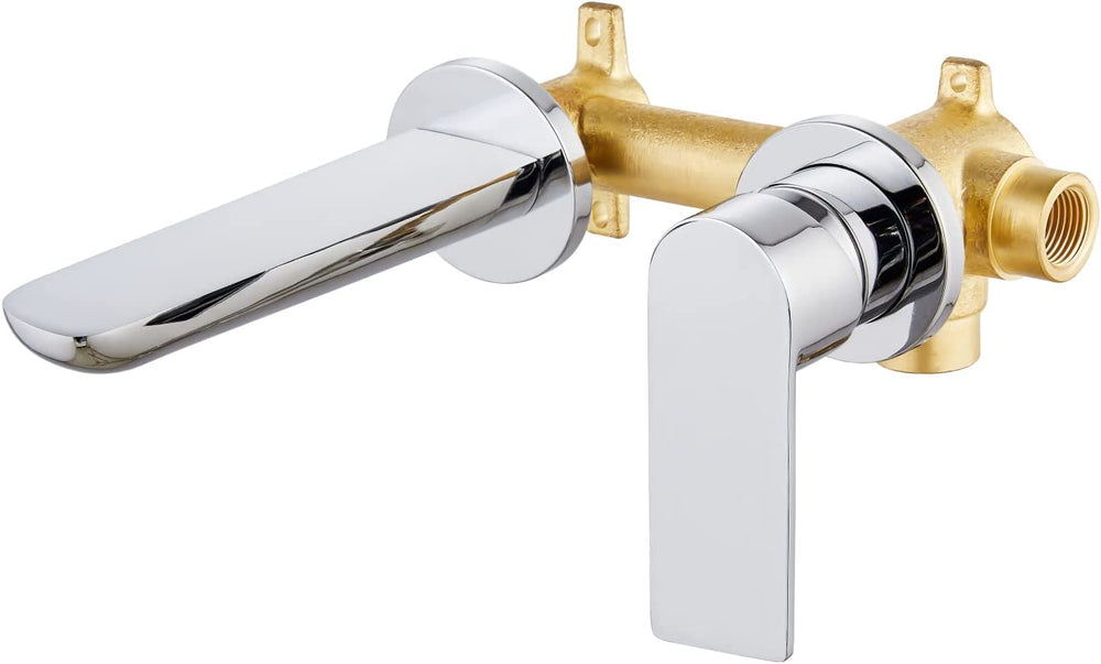 
                  
                    Cinwiny Wall Mount Bathroom Sink Faucet One Lever Handle SUS304 Lavatory Vanity Vessel Basin Mixer Tap with Solid Brass Rough-in Valve
                  
                