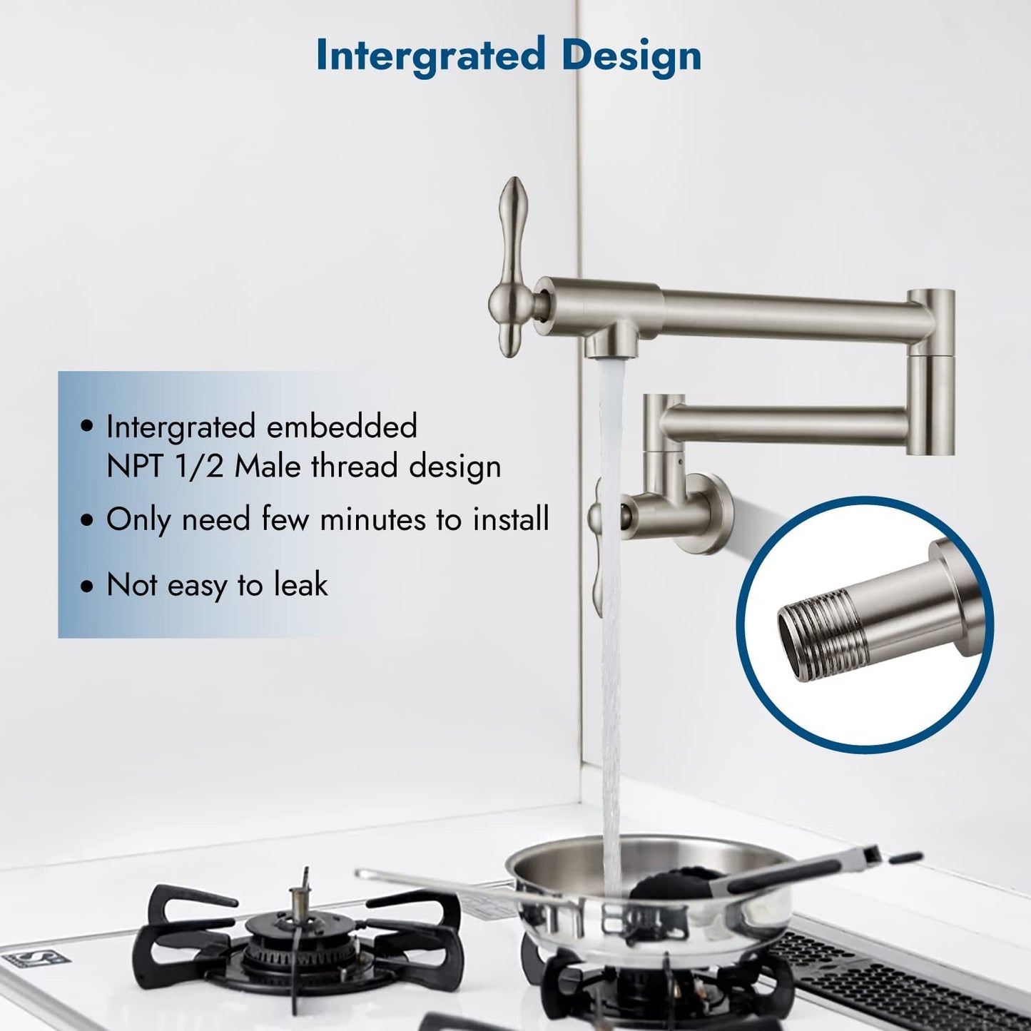 
                  
                    Cinwiny Pot Filler Wall Mounted Folding Stretchable Stainless Steel Kitchen Restaurant Sink Faucet with Double Joint Swing Arm Single Hole Two Handles Commercial
                  
                