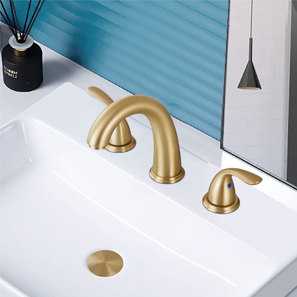 
                  
                    Cinwiny 8” Widespread Bathroom Faucet Deck Mount Three Holes Brass Valve Sink Lavatory Stainless Steel Faucet Two Handles Mixer Tap with Pop up Drain Stopper
                  
                