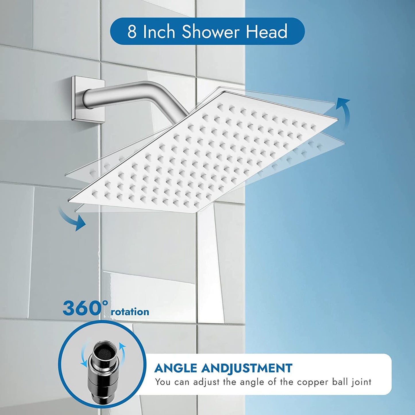 
                  
                    Cinwiny Shower Faucet Set with 8 Inch Square Single Function Rainfall Showerhead Shower Single Function Shower Trim Kit with Male Thread Rough-in Valve One Handle Shower System
                  
                