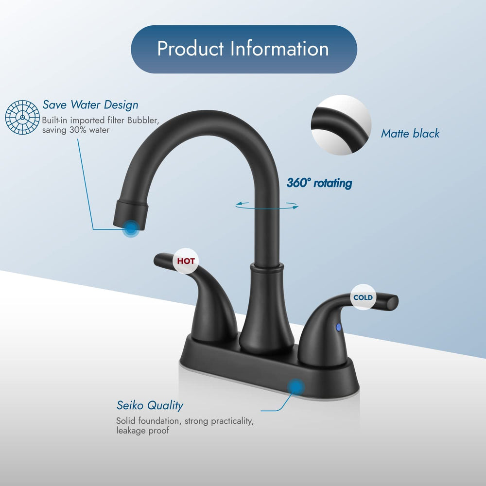 
                  
                    Cinwiny 4 Inch Centerset Lavatory Sink Faucet Bathroom Mixer Tap 2 Hole Double Handle 360° Swivel Spout Deck Mount Vanity Basin Sink Faucet
                  
                